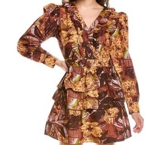 Walter Baker Dainty Josephina Mini Ruffle Tropical Print Cotton Dress Size 4